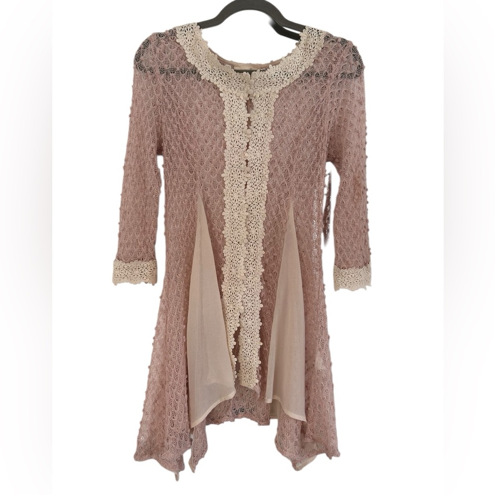 Anthropologie Ryu Crochet Lace Textured Tunic - Mauve / Dusty Rose Pink